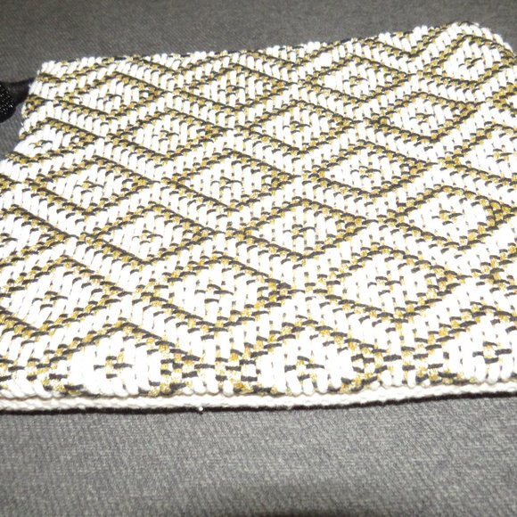 Universal Thread Beige Gold Black Boho Tassel Zip Pouch Clutch Bag - Picture 5 of 9